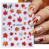 Self Adhesive Nail Art Supplies Autumn Maple Leaf Stickers, Self-Adhesive Fall Leaves Decals, Decoration Women Embossed Manicure Stickers for Home and