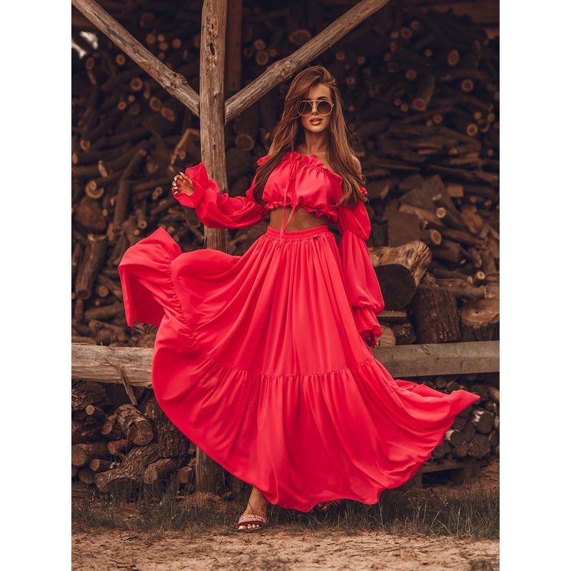 Women Sexy Casual Suit Sexy Dress Suit Vacation Style Long Sleeves off-the-Shoulder Tops