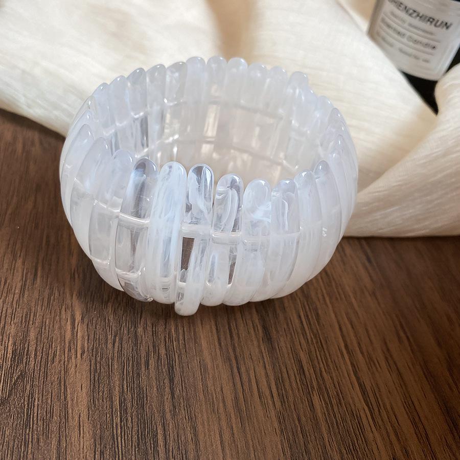 Iridescent Acrylic Semicircle Elastic Bracelet - Fresh & Sweet High-End Women's Jewelry 2025.