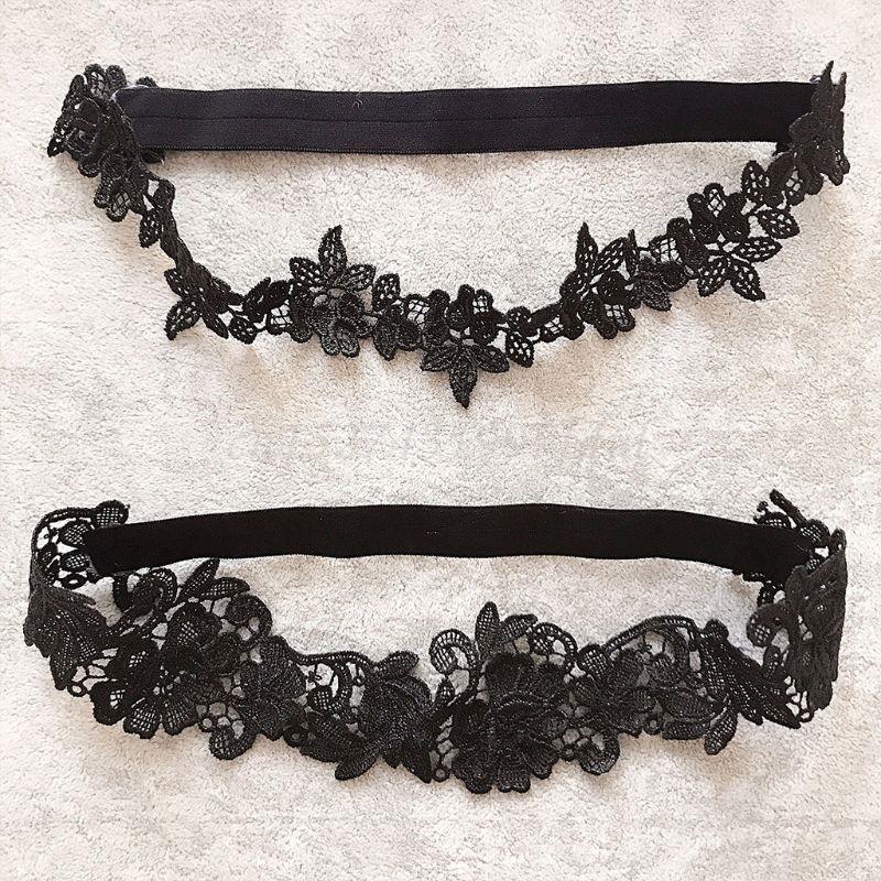Women Embroidery Floral Lace Thigh Rings Set Wedding Prom Bridal Decorative Stretch Band Solid Color Hollow Seamless Leg Garters
