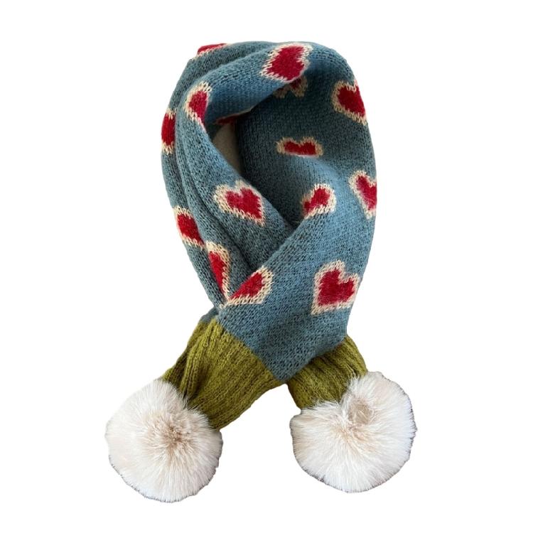 Children Knitted Scarf Soft and Warm Heart Pattern Neck Warmer Fashionable Autumn Winter Various Outfit Neck Gaiter