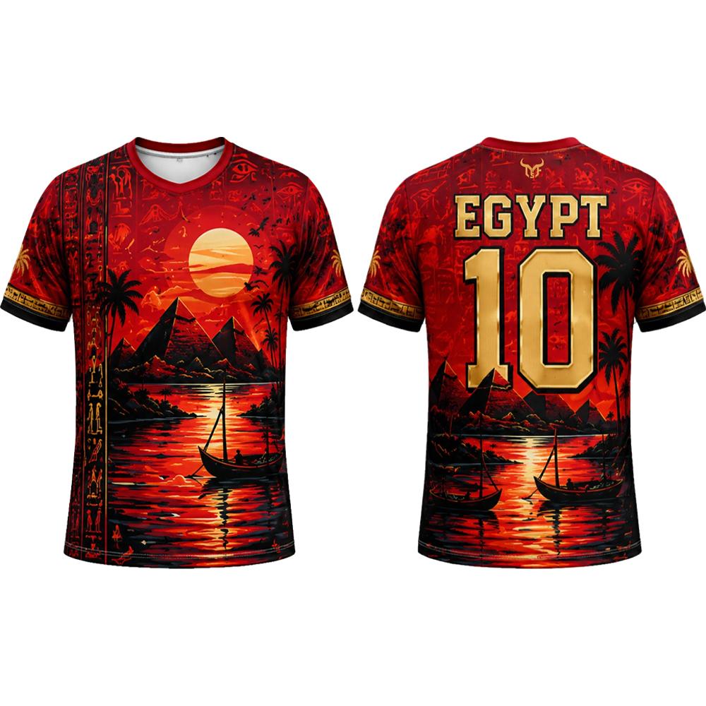2026 New Egypt Pyramid Print Jersey Ancient Hieroglyph Soccer T-Shirt Men And Women Quick Dry Breathable Casual Sports Tee