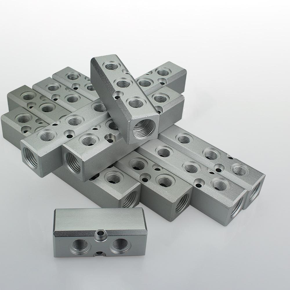 BSP 1/2" In G1/4" Out 2 3 4 5 6 7 8 9 10 Ways 30x30mm Pneumatic Aluminum Manifold Block Splitter