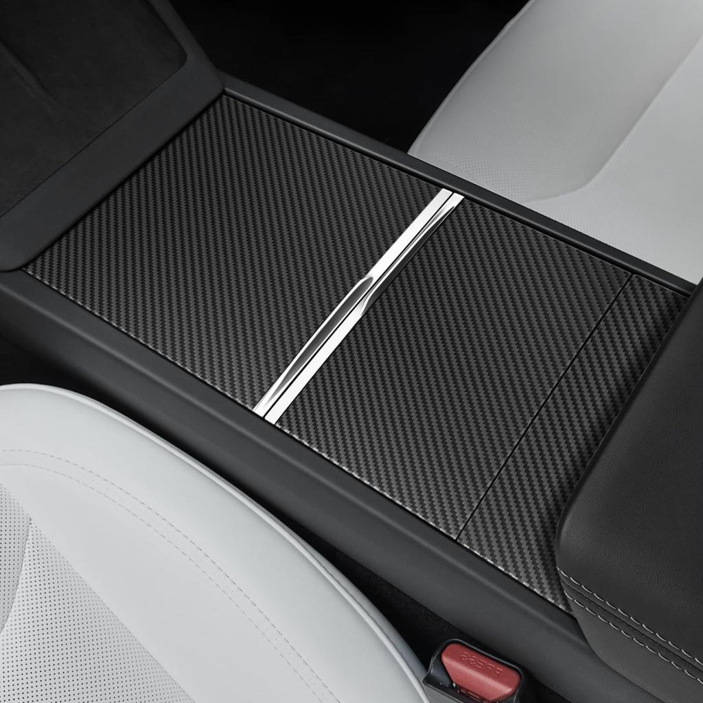 Center Console Wrap Kit for Model 3() 2024 2025 and Model Y Accessories Console Cover Interior Decoration Wrap Kit( Carbon Fiber)