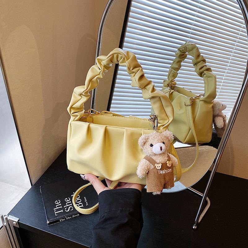 Popular bags women's new trendy fashion pleated handbags, high-quality textured shoulder messenger bags
