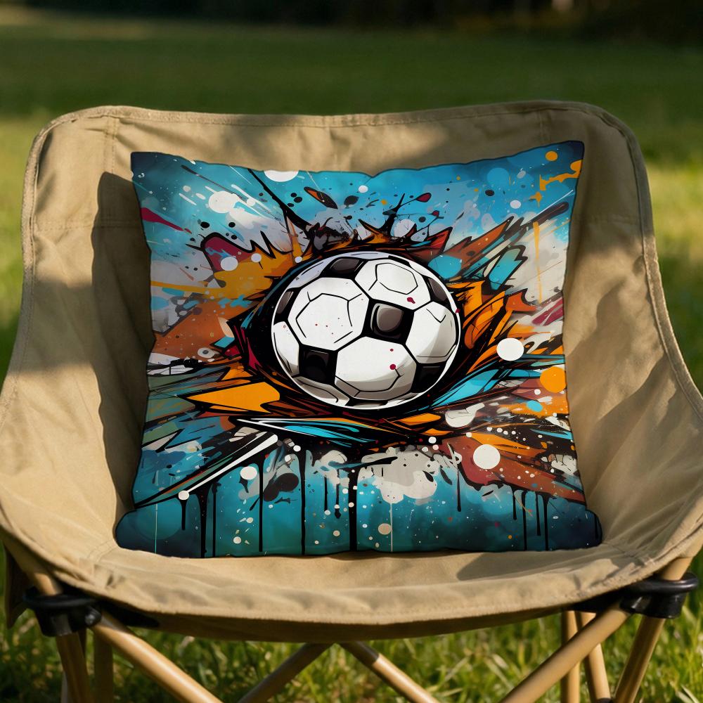 New football print Cushion Cover Soft Reversible  Durable Pillow Cover  MultiScene Use for Home  Car Daily Comfort