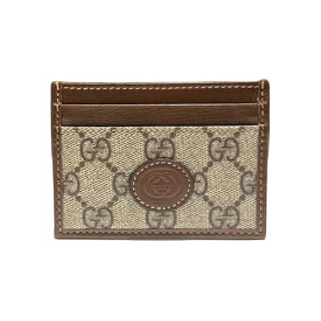 Gucci Interlocking G GG Supreme Canvas Card Holder For Unisex Daily Use