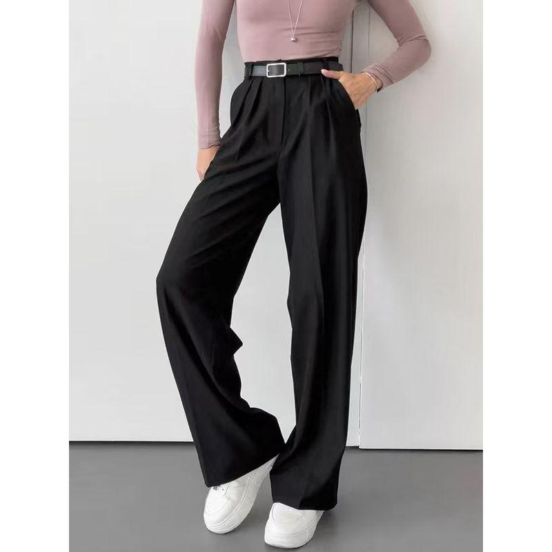 Western Style Autumn New Loose Wide Leg High Waist Casual Suit trousers High Waisted Casual Pants