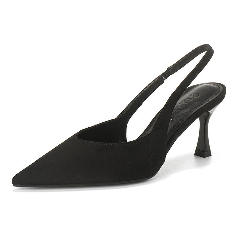 Lammfellversion Retro Leopardenmuster Tasche Kopf Sandalen Damen Dünner Absatz Flacher Mund Leere Einzelne Schuhe Europäischer und amerikanischer Stil Temperament p