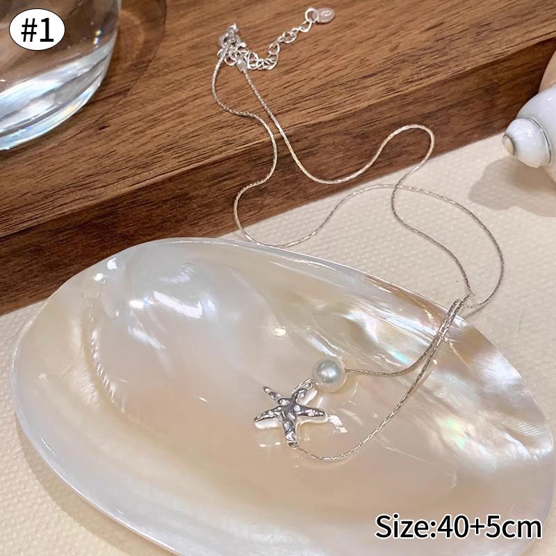 Starfish Shell Necklace Beach Vacation Style Pendant Necklace for Women Fashion Collarbone Chain Summer Sweet Jewelry Gift
