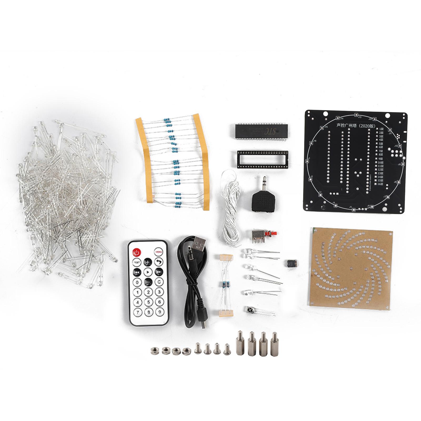 Kit de torre electrónica con pantalla LED colorida y cubo de luz LED con control remoto para armar uno mismo