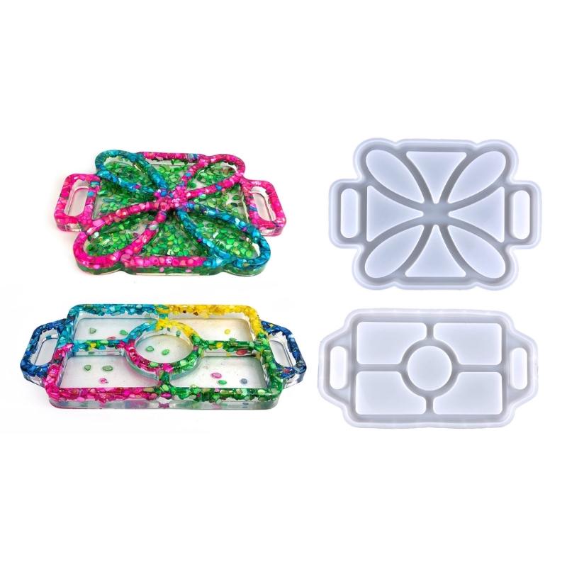 DIY Epoxy Crystal Valentines Day Four-Leaf Grass Storage Box Mold for Soap Candle Holder Jewelry Storage Home Decor