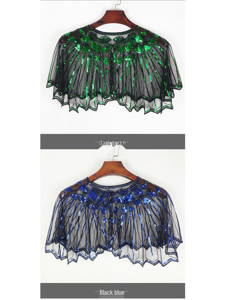 Damen Sommer Pailletten Mesh Schal - Aushöhlen Perlenmode Europäisch Amerikanisch Schulterwickel Sonnenschutz Strickjacke Weste