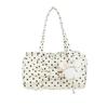 Japanese Cute Polka Dot Shoulder Bag High-quality Bow Square Bag BlackWhite Blocking Handbag Zipper Commute Storage Shopping Bag