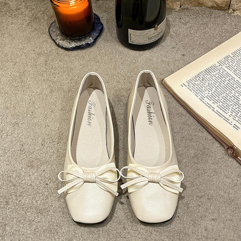 Aphixta 2024 Women Flats Shallow Loafers Bow Soft Walking Designer Shoes Comfort Retro Female Zapatillas Women's Flat Shoes