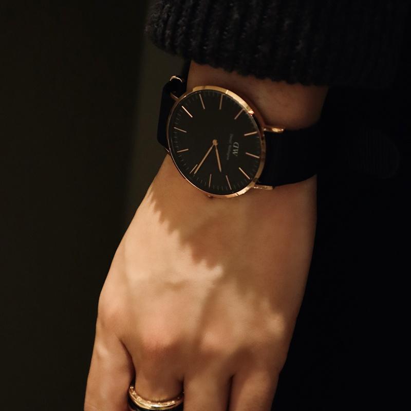 DANIEL WELLINGTON European and American Watches Watch Quartz Movement Nylon Strap Black Dial Men's Watch Men's Watch High-end Light Luxury DW00100148