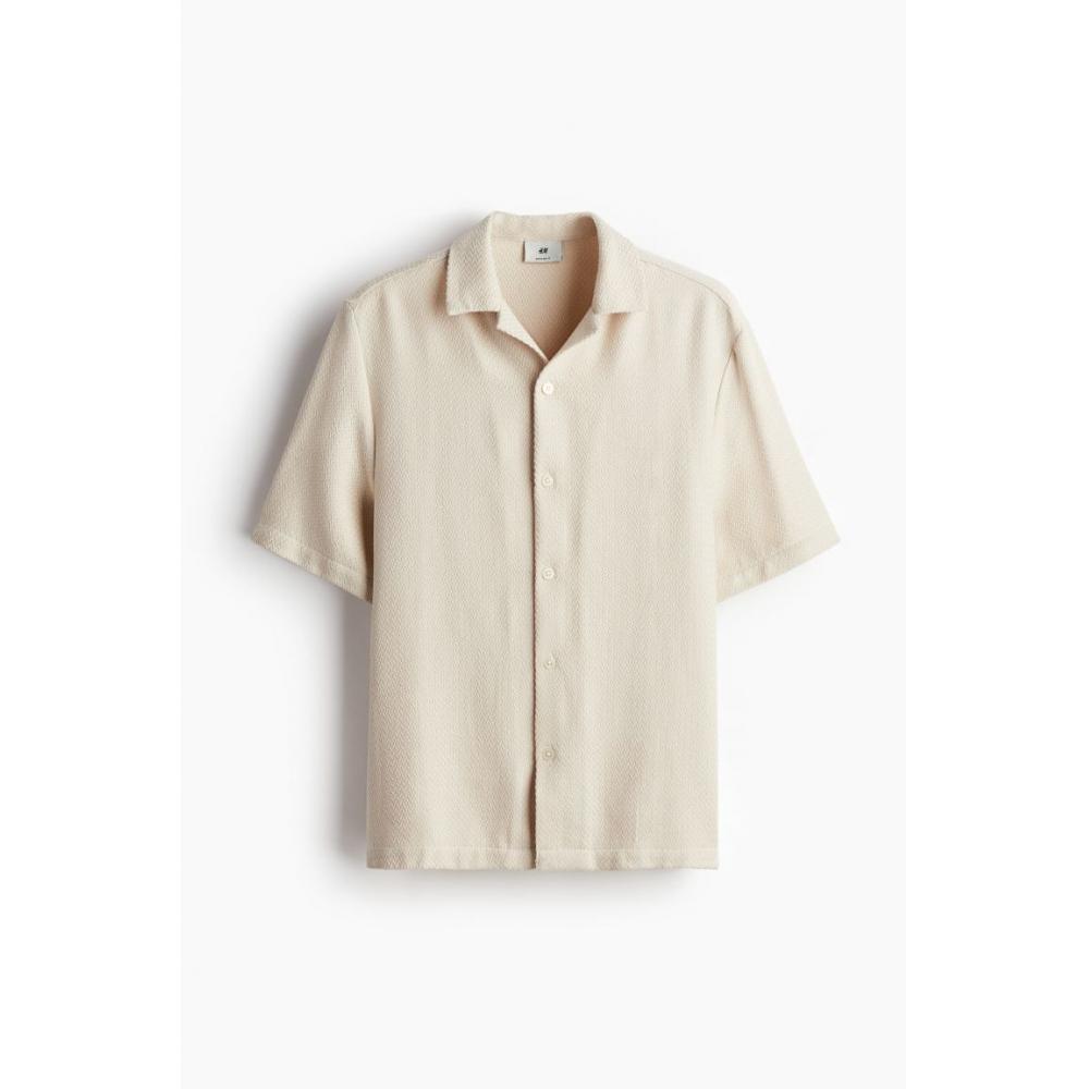 

Текстурированная походная рубашка стандартного кроя HM Светло-бежевая