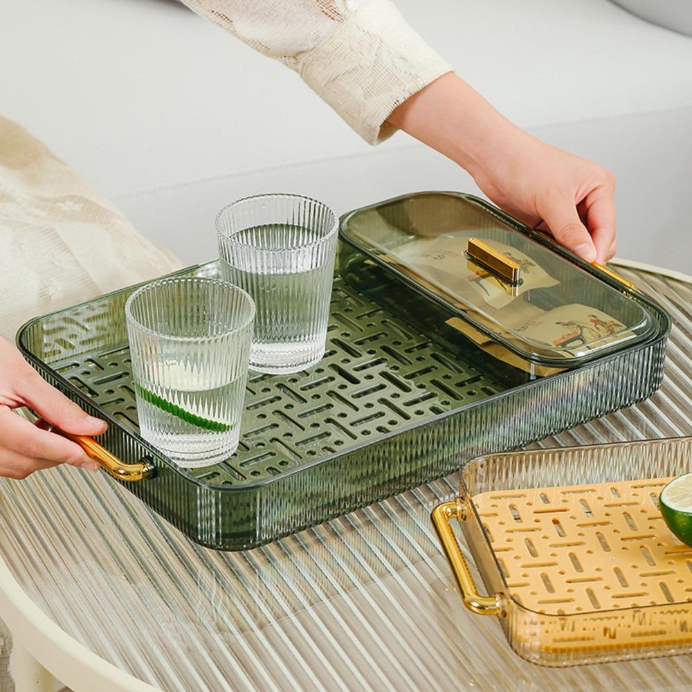 Double Layer Design Water Drainage Tea Tray With Handles Kitchen Counter Drain Board Coffee Table