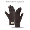 Korean Style Fleece-Lined Touchscreen Wool Gloves for Men - Thick, Warm, Cold-Resistant Hand Protection for Cycling & Outdoor Activities