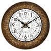 Ethnic Handcrafted Decorative Wall Clock with Classic Metal | Golden Antique Wooden Wall Clock for Living Room | 24 Hours | 16 Inch