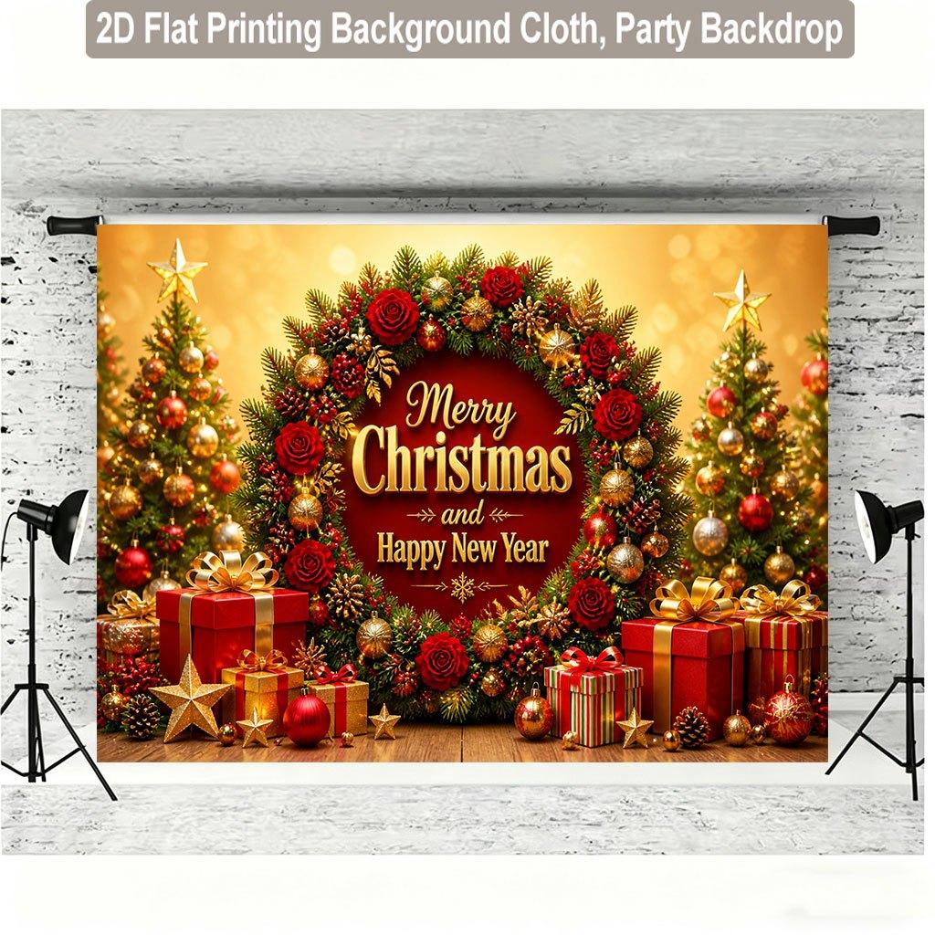 1Pcs Merry Christmas String Lights Ivy Decoration Background Winter Backdrop For Photo Studio Photo Booth Party