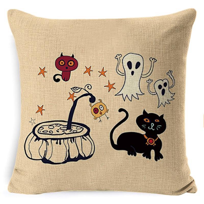 Halloween Pumpkin Horror Series Linen Pillow Cover Car Cushion Pillow