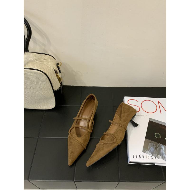Sheepskin Version~ French Retro Pointed High Heels Women's Fashion Temperament Suede with Skirt Thin Heel Light Mouth Single Shoes