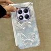 For Redmi Note 14 Pro Plus 13 11 12 Pro 14S 11S 10S 9 Pro Max 9S 8 Pro 5G Ro 4G Phone Case Silver Butterfly Pattern Silicone Bag