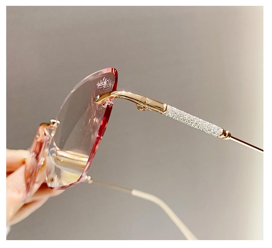 Big Frame Women Reading Glasses High Quality Rimless Cutting Presbyopia Eyeglasses Elegant Crystal Eyewear +1.0+1.5...+4.0