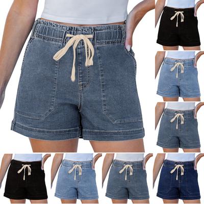 Women's Color Jeans Stretch Slim Fit Distressed Denim Shorts