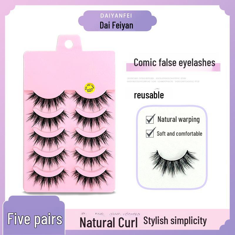 Cartoon Barbie Beginner False Eyelashes - Natural Thick 5 Pairs