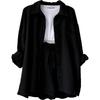 2024 Autumn Women's Two-Piece Set: Wrinkled Long Sleeve Shirt & High Waist Drawstring Shorts