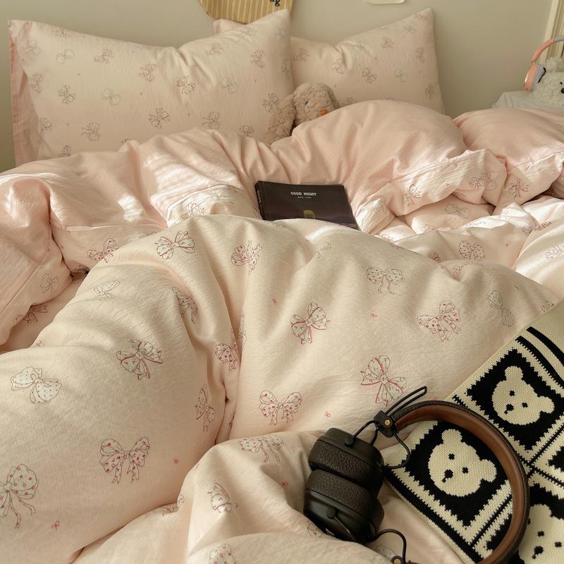 A-Typ Doppelgarn Vierteiliges Heimtextil Bettwäscheset Cartoon Bettlaken Bettbezug Studentenwohnheim Dreiteiliges Bettwäscheset