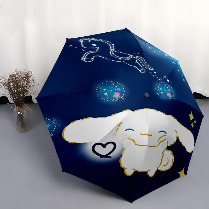 1pc Happy Cinnamoroll Automatic Opening and Closing Umbrella - Small Umbrella Suitable for Various Occasions, Portable 3-Fold Small Umbrella for Men a