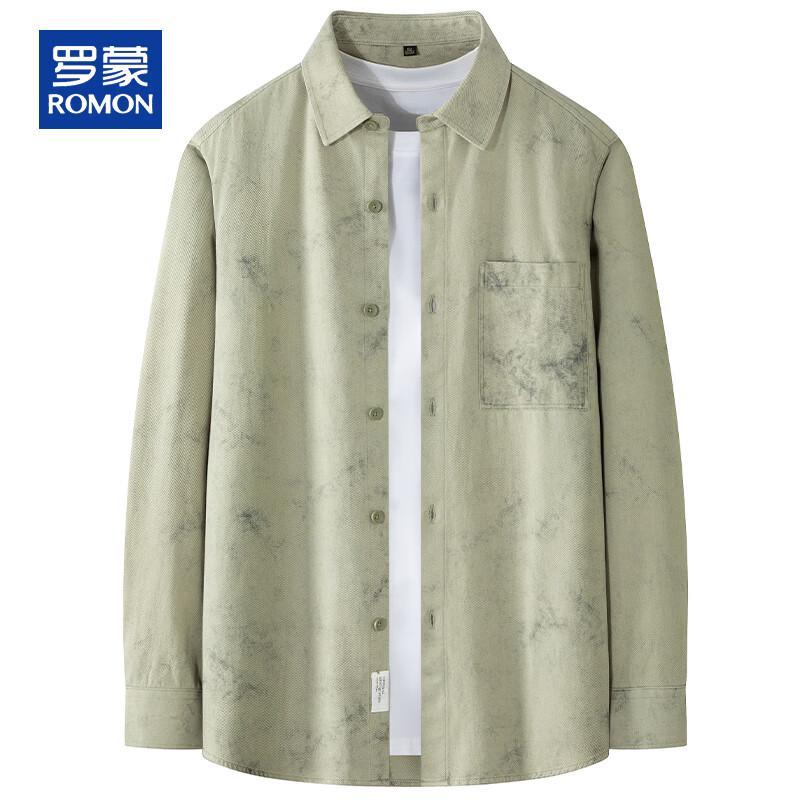 Romon Men s Casual Cotton Blend Long-Sleeve Shirt 2XL