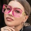 Fashion Big Frame Sunglasses Vintage Rectangular Glasses Outdoor Tours For Women Uv Protection Uv400 Sunglasses