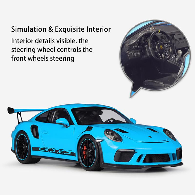 Model auta z lehké slitiny v měřítku 1/18 Welly Porsche 911 GT3 RS litý kovový model autíčka na hraní Model auta s vysokou simulací kolekce Dětské dárky