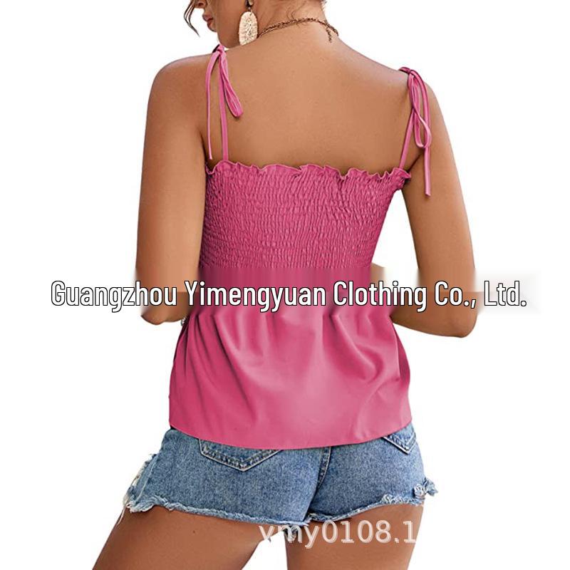 2025 Women's Fashion Solid Color Sexy Off-Shoulder Sleeveless Tie-Up Bandeau Top