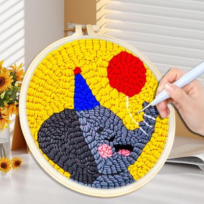 DIY Punch Needle Embroidery Kits Sewing Kit Cute Animal Cross Stitch for Beginner Magic Pock Pen Set Craft Painting Home Decor