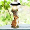Solar Statue Ornament Animal Lights Lawn Garden Decorative Light Sculpture Resin Decor