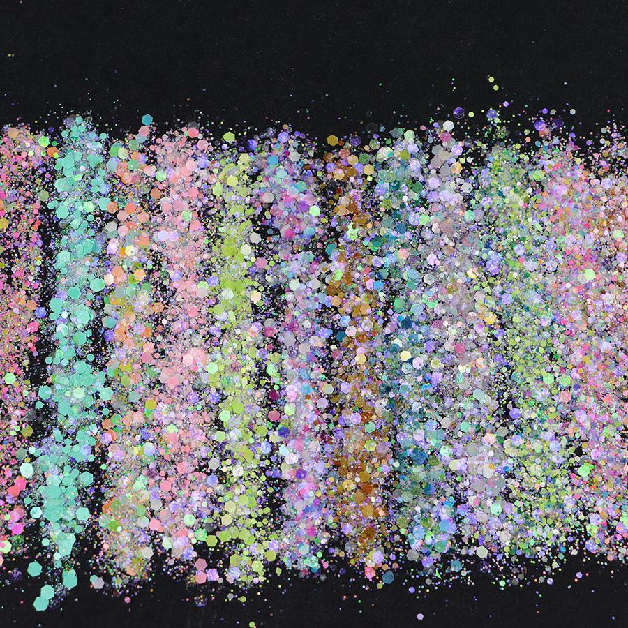 Factory Price 12 Colors Mixed Glitter Powder for Face Body Glitter Chunky Bulk Glitter Powder Kg
