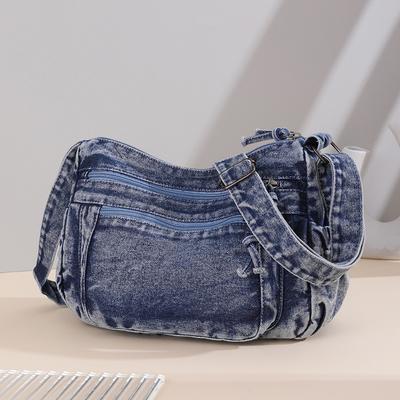 Denim Bag Women's Commuter Tote Bag Large Capacity Crossbody Bag Student Class Bag