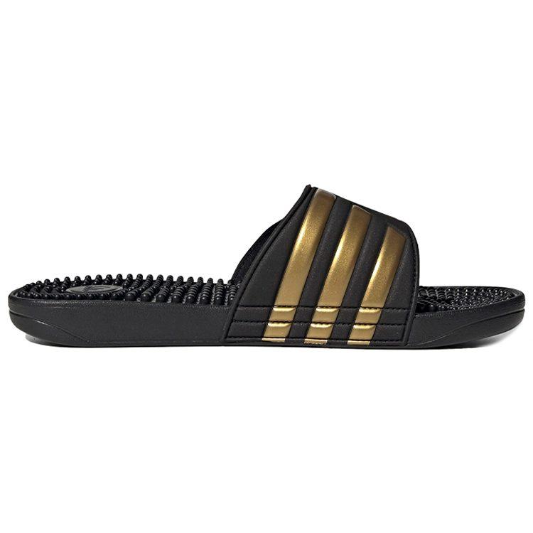adidas Adissage Rubber Sole Slip Resistant Slip Resistant Slide Slippers Unisex Black Gold EG6517