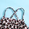 Girls' Leopard Print Sporty Swimsuit Set - Split Sling Style