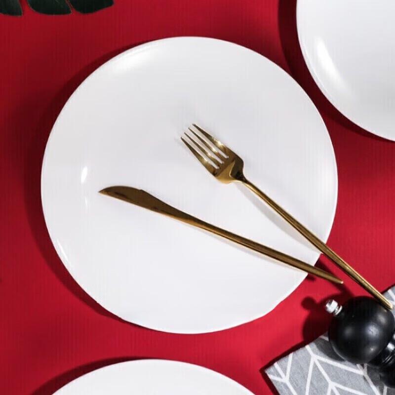 Miaojie White Melamine Shallow Plate, 10-inch