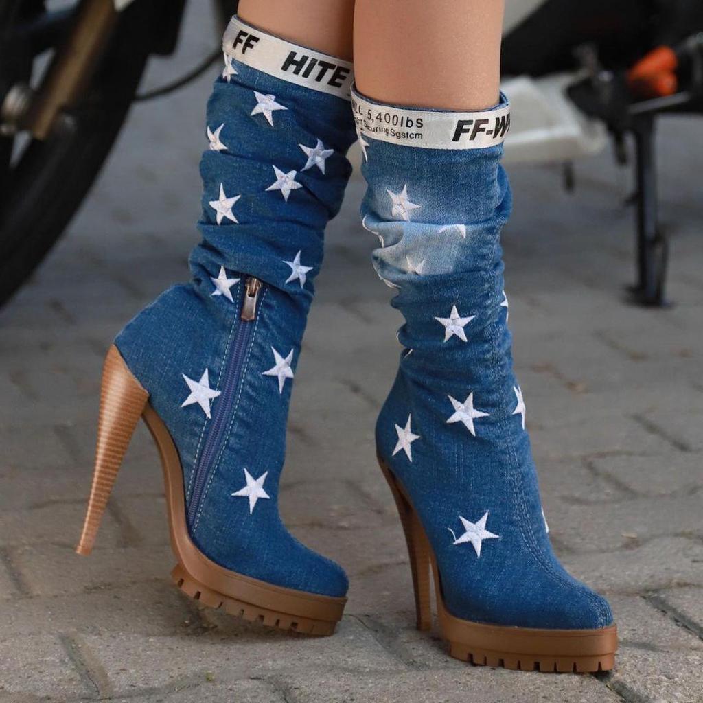 Джинсовые сапоги Обувь / Женские сапоги ручной работы / Женские ...