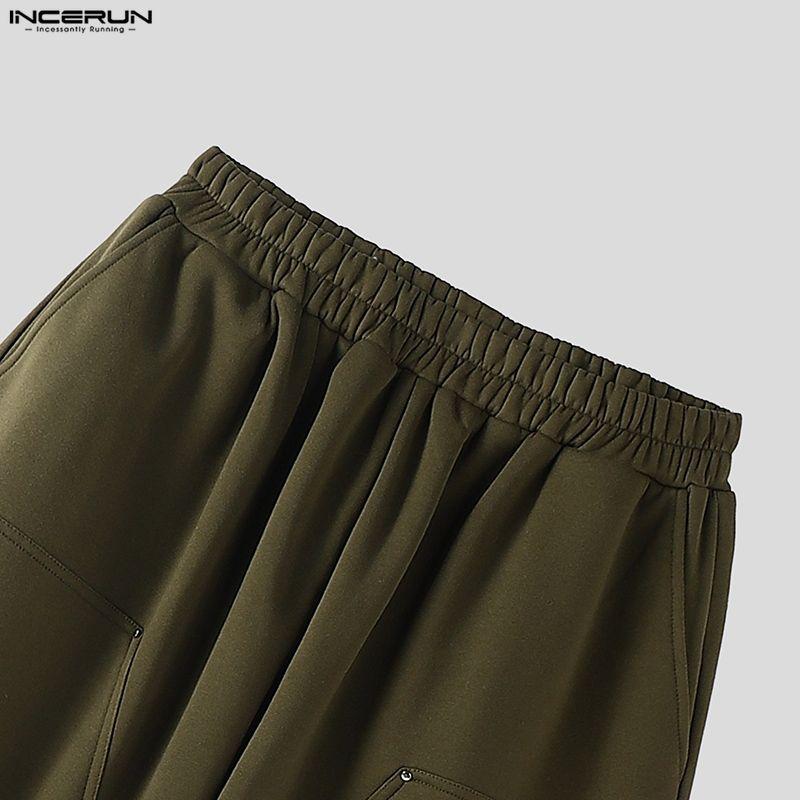 INCERUN Autumn Winter Men Elastic Waist Casual Long Baggy Pants Trousers