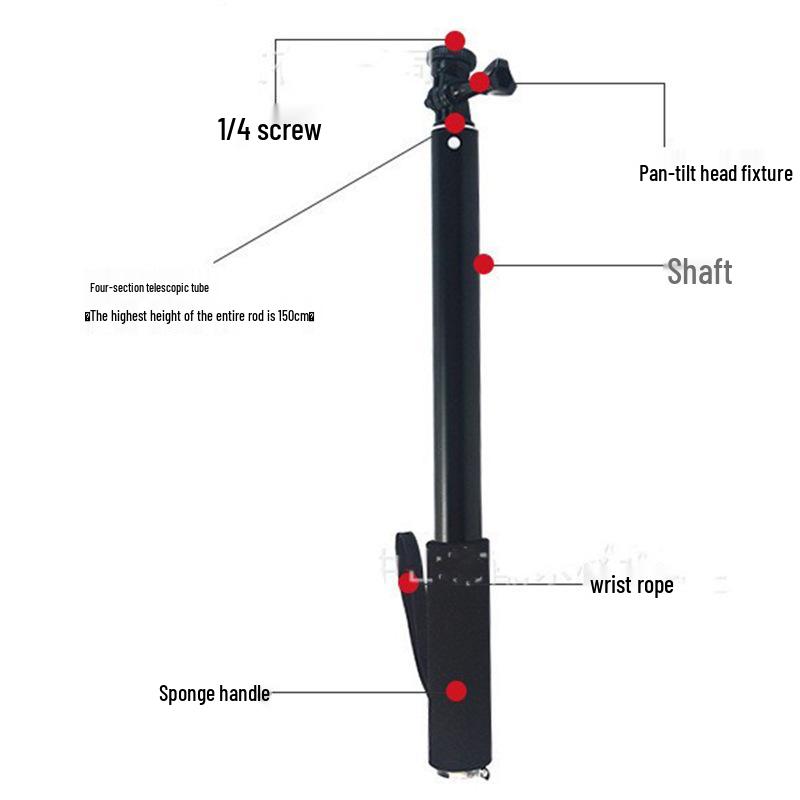 1.5m Telescopic Aluminum Selfie Stick with Fill Light and Makeup Holder