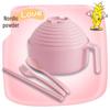 Wheat Straw Noodle Bowl Set - 5-Piece: Rice Bowl, Chopsticks, Fork, Spoon. Perfect for Students. Ideal for Instant Noodles. Household Use.