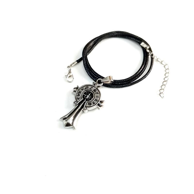 Flammenkreuz-Anhänger Halskette für Männer – Retro Hip-Hop Stil